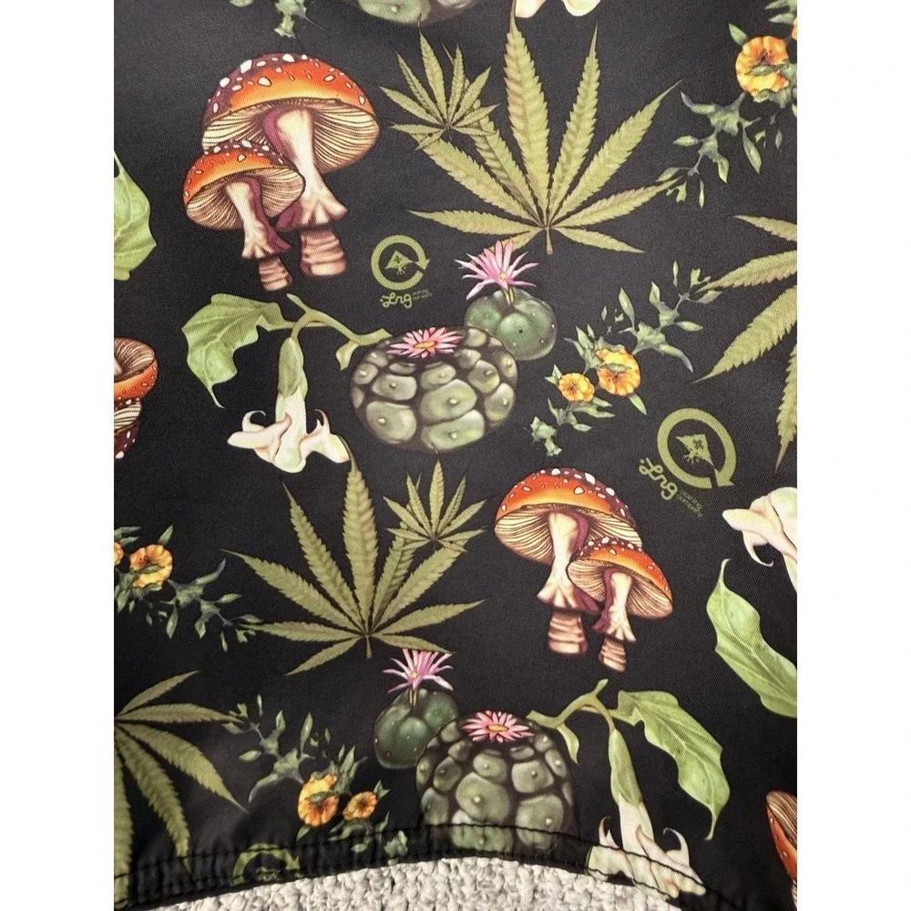 LRG Research Board Shorts 30 Mushroom Cannabis Print‎ Surf Swim Skate Y2K